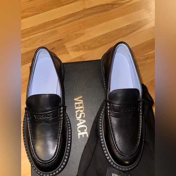 Authentic Versace Men's Elegant Black Slip-On Loafers